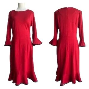 NEW WITH TAGS‎ NANETTE LEPORE 3/4 RUFFLED SLEEVE MIDI RUFFLED FLOUNCE HEM DRESS
